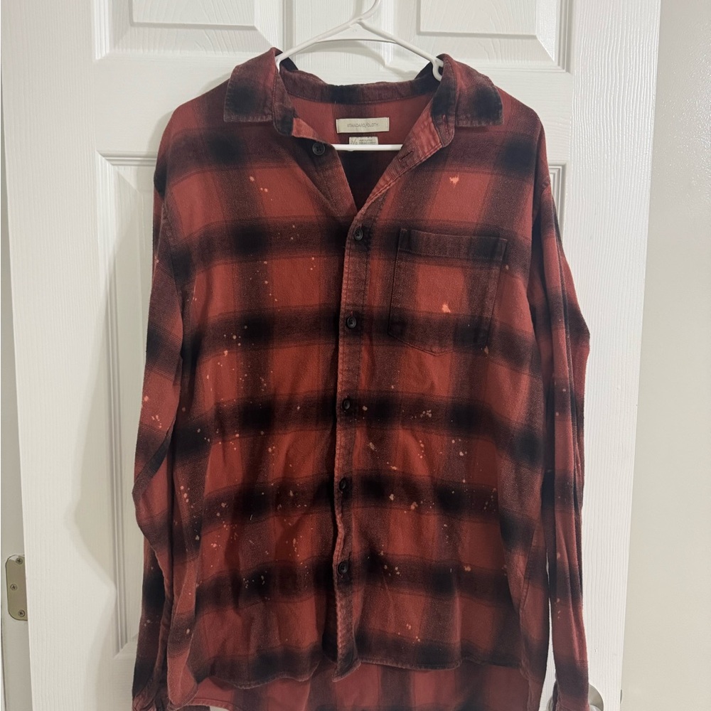 Red and Black Plaid Button-Up Shirt